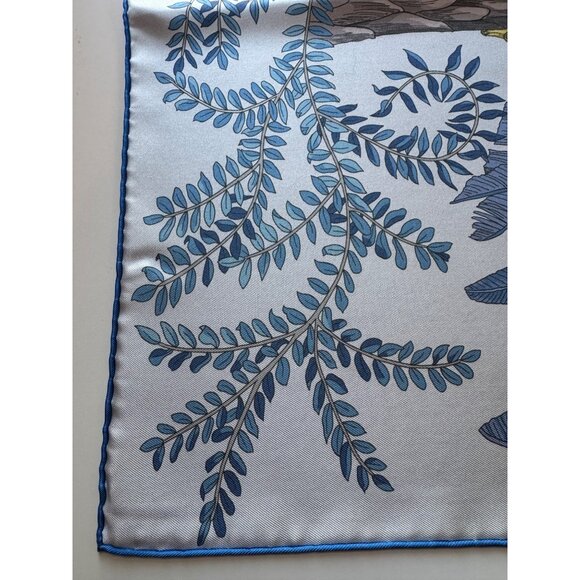 NWT Hermes Reversible 100% Silk Scarf, 90cm, Faivre Design, Double Face, Blue - Picture 16 of 16
